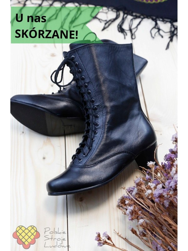 Buty damskie ludowe - na szerszą łydkę