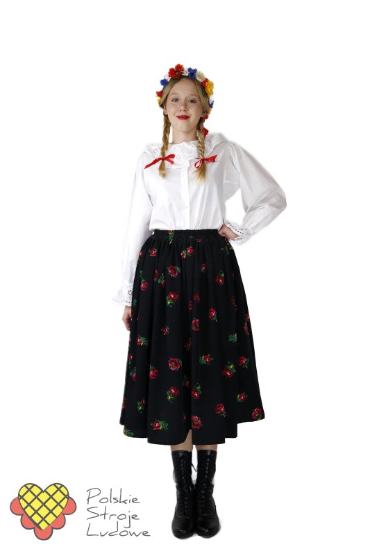 Spódnica w różyczki czarna i czerwona