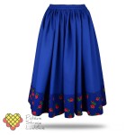 Spódnica ludowa niebieska z pasem kwiatowym