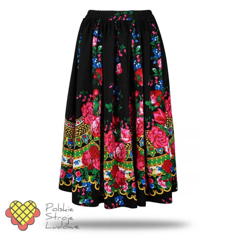 Spódnica ludowa czarna wzorzysta
